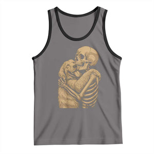 Skeleton Hugging Dog Halloween Dog Lover Tank Top TS11 Deep Heather Black Print Your Wear
