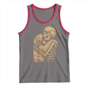 Skeleton Hugging Dog Halloween Dog Lover Tank Top TS11 Deep Heather Red Print Your Wear