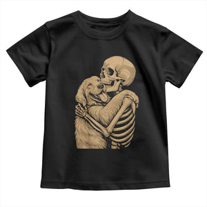 Skeleton Hugging Dog Halloween Dog Lover Toddler T Shirt TS11 Black Print Your Wear
