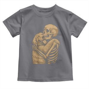 Skeleton Hugging Dog Halloween Dog Lover Toddler T Shirt TS11 Charcoal Print Your Wear