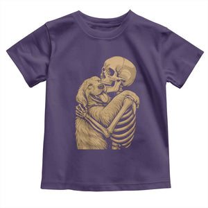 Skeleton Hugging Dog Halloween Dog Lover Toddler T Shirt TS11 Purple Print Your Wear