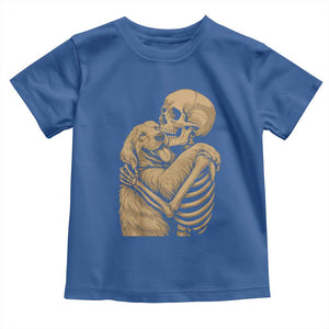 Skeleton Hugging Dog Halloween Dog Lover Toddler T Shirt TS11 Royal Blue Print Your Wear