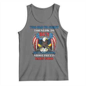 Too Old To Fight Too Slow To Run But I Can Still Shoot Pretty Darn Good Tank Top Bald Eagle TS11 Black Heather Print Your Wear