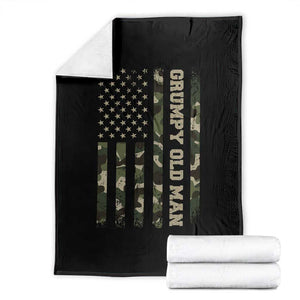 Funny Grumpy Old Man Throw Blanket Vintage Camo American Flag Fathers Day TS11 Black Print Your Wear