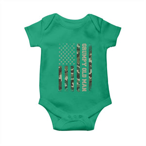 Funny Grumpy Old Man Baby Onesie Vintage Camo American Flag Fathers Day TS11 Irish Green Print Your Wear
