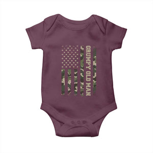 Funny Grumpy Old Man Baby Onesie Vintage Camo American Flag Fathers Day TS11 Maroon Print Your Wear