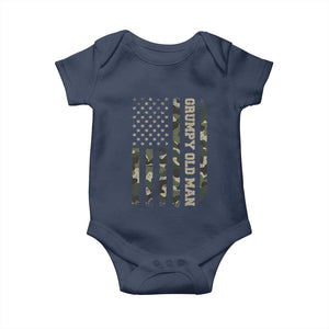 Funny Grumpy Old Man Baby Onesie Vintage Camo American Flag Fathers Day TS11 Navy Print Your Wear