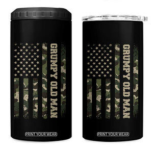 Funny Grumpy Old Man 4 in 1 Can Cooler Tumbler Vintage Camo American Flag Fathers Day TS11 One Size: 16 oz Black Print Your Wear