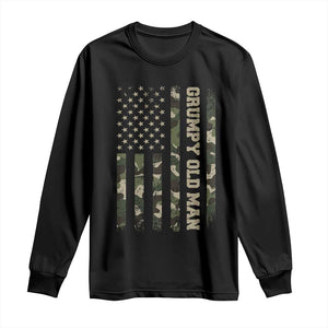 Funny Grumpy Old Man Long Sleeve Shirt Vintage Camo American Flag Fathers Day TS11 Black Print Your Wear