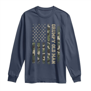 Funny Grumpy Old Man Long Sleeve Shirt Vintage Camo American Flag Fathers Day TS11 Navy Print Your Wear