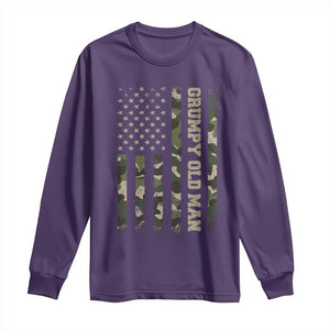 Funny Grumpy Old Man Long Sleeve Shirt Vintage Camo American Flag Fathers Day TS11 Purple Print Your Wear