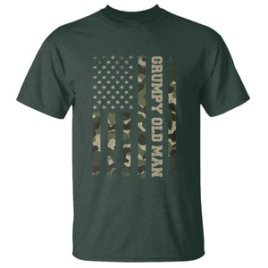 Funny Grumpy Old Man T Shirt Vintage Camo American Flag Fathers Day TS11 Dark Forest Green Print Your Wear