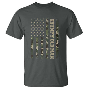 Funny Grumpy Old Man T Shirt Vintage Camo American Flag Fathers Day TS11 Dark Heather Print Your Wear