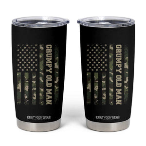 Funny Grumpy Old Man Tumbler Cup Vintage Camo American Flag Fathers Day TS11 Black Print Your Wear