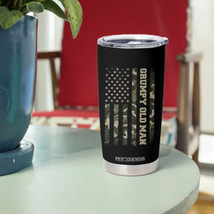 Funny Grumpy Old Man Tumbler Cup Vintage Camo American Flag Fathers Day TS11 Print Your Wear