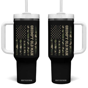 Funny Grumpy Old Man Tumbler With Handle Vintage Camo American Flag Fathers Day TS11 One Size: 40 oz Black Print Your Wear