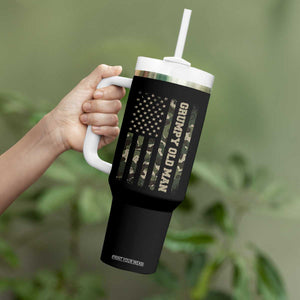Funny Grumpy Old Man Tumbler With Handle Vintage Camo American Flag Fathers Day TS11 Print Your Wear