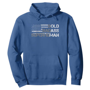 Funny Bold Badass Superhuman Hoodie Vintage American Flag Fathers Day TS11 Royal Blue Print Your Wear