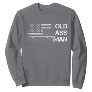 Funny Bold Badass Superhuman Sweatshirt Vintage American Flag Fathers Day TS11 Charcoal Print Your Wear