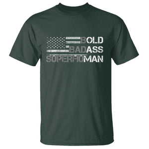 Funny Bold Badass Superhuman T Shirt Vintage American Flag Fathers Day TS11 Dark Forest Green Print Your Wear