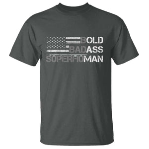 Funny Bold Badass Superhuman T Shirt Vintage American Flag Fathers Day TS11 Dark Heather Print Your Wear