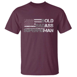 Funny Bold Badass Superhuman T Shirt Vintage American Flag Fathers Day TS11 Maroon Print Your Wear