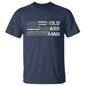 Funny Bold Badass Superhuman T Shirt Vintage American Flag Fathers Day TS11 Navy Print Your Wear