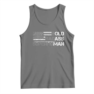 Funny Bold Badass Superhuman Tank Top Vintage American Flag Fathers Day TS11 Black Heather Print Your Wear