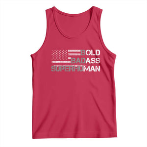Funny Bold Badass Superhuman Tank Top Vintage American Flag Fathers Day TS11 Red Print Your Wear
