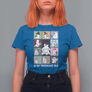Halloween Pregnancy Reveal T Shirt For Women In My Pregnant Era Maternity Ghost TS11 Royal Blue Print Your Wear