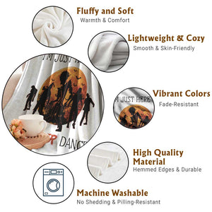 Funny Halloween Throw Blanket I'm Just Here To Thriller Dance Zombie Dance Moon TS11 Print Your Wear