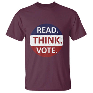 Read Think Vote T Shirt Presidential Election 2024 Vintage USA Flag TS11 Maroon Print Your Wear
