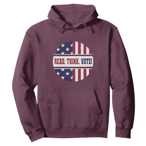 Read Think Vote Hoodie Presidential Election 2024 Vintage American Flag TS11 Maroon Print Your Wear