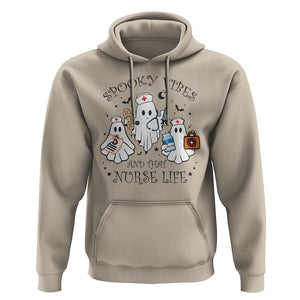 Halloween Nurse Hoodie Spooky Vibes And That Nurse Life Ghost TS11 Sand Print Your Wear