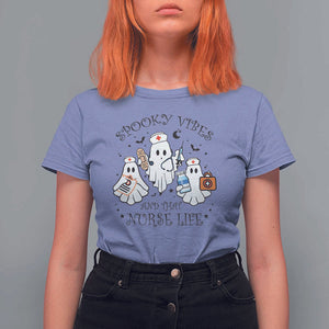 Halloween Nurse T Shirt For Women Spooky Vibes And That Nurse Life Ghost TS11 Violet Print Your Wear