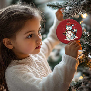 Funny Xmas Baseball Christmas Ornament Cute Snowman Baseball Players Santa Hat TS11 Print Your Wear