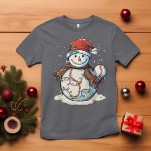Funny Christmas Baseball T Shirt Cute Snowman Baseball Players Santa Hat TS11 Charcoal Print Your Wear
