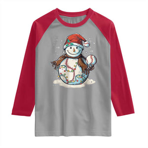 Funny Christmas Baseball Raglan Shirt Cute Snowman Baseball Players Santa Hat TS11 Sport Gray Red Print Your Wear
