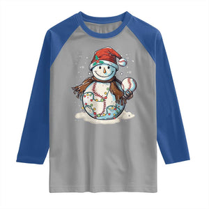 Funny Christmas Baseball Raglan Shirt Cute Snowman Baseball Players Santa Hat TS11 Sport Gray Royal Print Your Wear