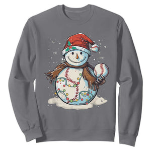 Funny Christmas Baseball Sweatshirt Cute Snowman Baseball Players Santa Hat TS11 Charcoal Print Your Wear