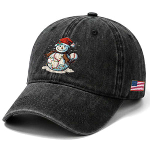 Funny Christmas Baseball Washed Cotton Baseball Cap Cute Snowman Baseball Players Santa Hat TS11 Print Your Wear