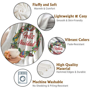 Christmas In Mexico Throw Blanket Feliz Navidad Xmas Wreath TS11 Print Your Wear