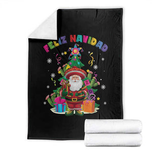 Funny Christmas In Mexico Throw Blanket Feliz Navidad Sombrero Santa Xmas Tree TS11 Black Print Your Wear