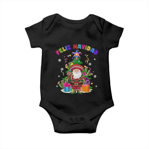Funny Christmas In Mexico Baby Onesie Feliz Navidad Sombrero Santa Xmas Tree TS11 Black Print Your Wear