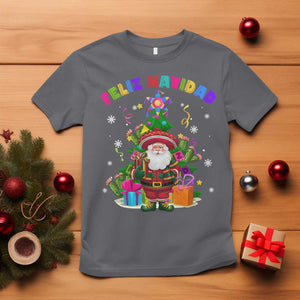 Funny Christmas In Mexico T Shirt Feliz Navidad Sombrero Santa Xmas Tree TS11 Charcoal Print Your Wear