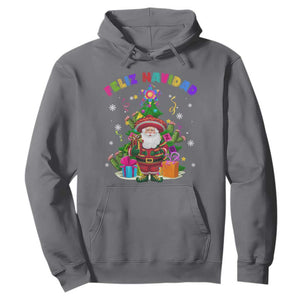 Funny Christmas In Mexico Hoodie Feliz Navidad Sombrero Santa Xmas Tree TS11 Charcoal Print Your Wear