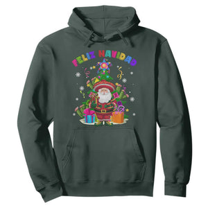 Funny Christmas In Mexico Hoodie Feliz Navidad Sombrero Santa Xmas Tree TS11 Dark Forest Green Print Your Wear