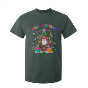 Funny Christmas In Mexico T Shirt For Kid Feliz Navidad Sombrero Santa Xmas Tree TS11 Dark Forest Green Print Your Wear