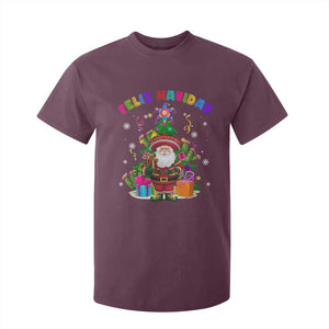 Funny Christmas In Mexico T Shirt For Kid Feliz Navidad Sombrero Santa Xmas Tree TS11 Maroon Print Your Wear
