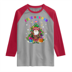 Funny Christmas In Mexico Raglan Shirt Feliz Navidad Sombrero Santa Xmas Tree TS11 Sport Gray Red Print Your Wear